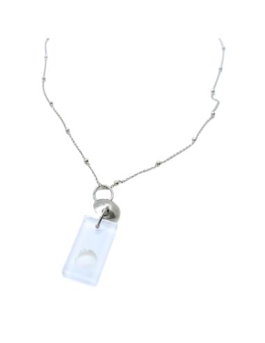 Collier artisanal pour femme en argent rhodié fait main avec cristal Val st lambert, collection UNISSON de chez JUST'IN JEWELS