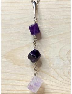 Collier artisanal pour femme argent rhodié et pierres fines naturelles améthyste 2