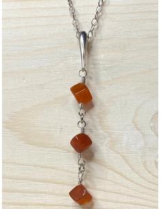 Collier argent rhodié avec pierres fines naturelles cornaline bijou artisanal pour femme, bijou garanti antiallergique 2