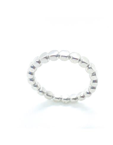 Bague argent alliance perles carrées