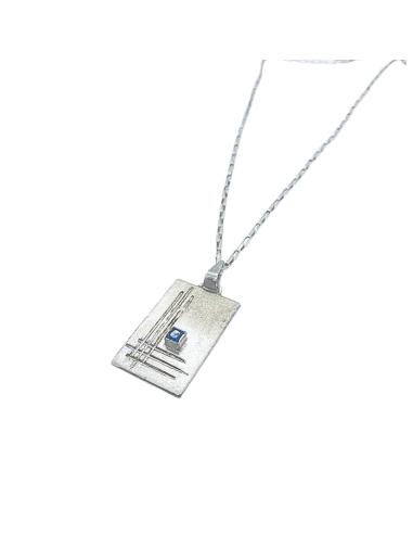 Collier artisanal pour homme plaque saphir