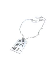Collier argent fait main avec plaque et initiale gravée 2