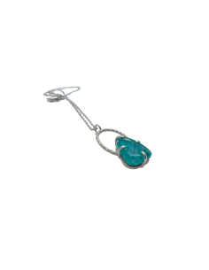 collier artisanal argent avec cristal des cristalleries du al st lambert coloris turquoise 2