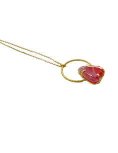 Collier artisanal argent plaqué or vermeil avec cristal Val St Lambert 2
