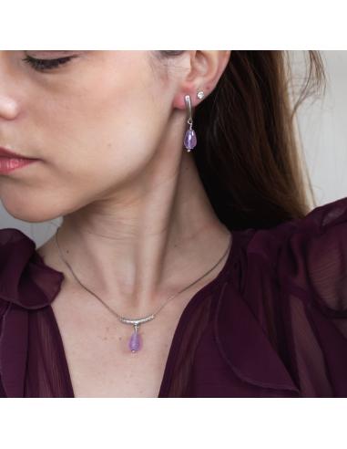 Collier artisanal argent rhodié avec  améthyste création JUST'IN JEWELS