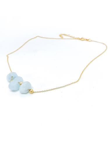 Collier artisanal argent vermeil et aigue marine