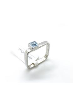 bague artisanale argent carrée avec aigue marine créations justin jewels 2