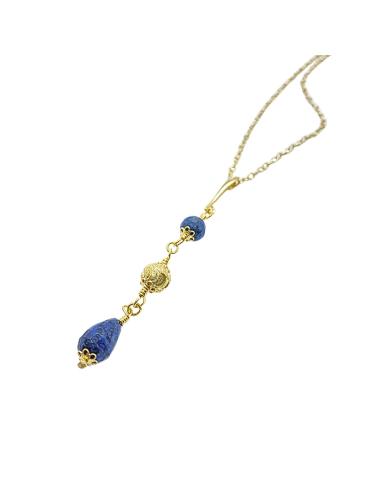 collier artisanal argent vermeil avec pierres fines dumortierite collection manon justinjewels