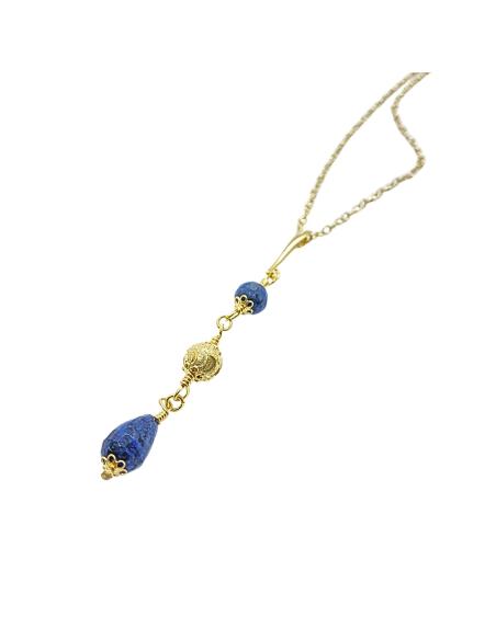 collier artisanal argent vermeil avec pierres fines dumortierite collection manon justinjewels