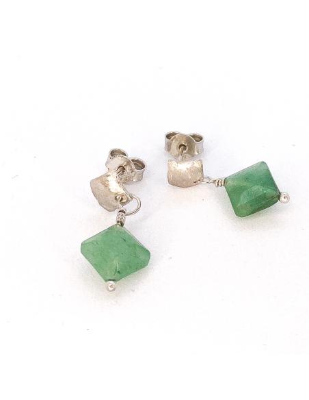 boucle d'oreille artisanale argent pierre fine aventurine collection lola justinjewels