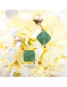 boucle d'oreille artisanale fait main argent vermeil avec pierre fine naturelle d'aventurine création just'in jewels 2