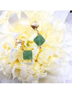 boucle d'oreille argent vermeil pierre fine naturelle aventurine collection lola justinjewels