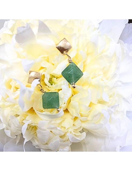 boucle d'oreille argent vermeil pierre fine naturelle aventurine collection lola justinjewels