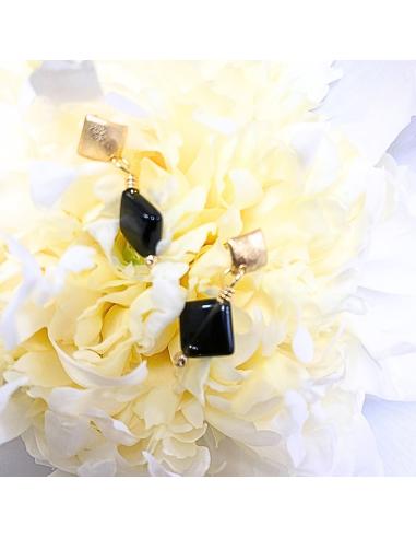 Boucle oreille argent vermeil LOLA agate noire
