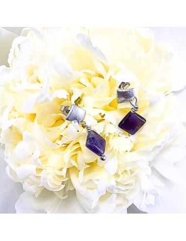 Boucle oreille argent rhodié LOLA améthyste