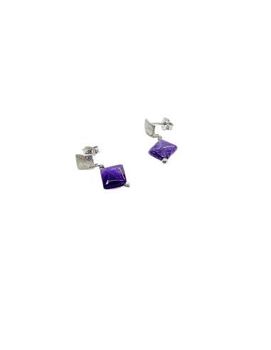 Boucle oreille argent rhodié LOLA améthyste