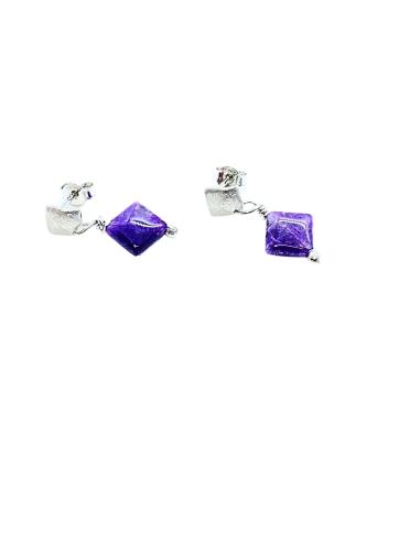 Boucle oreille argent rhodié LOLA améthyste