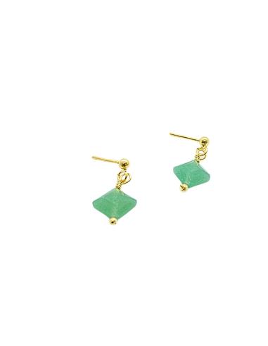 boucle d'oreille en argent plaqué or vermeil avec aventurine pierre fine naturelle collection lola justinjewels