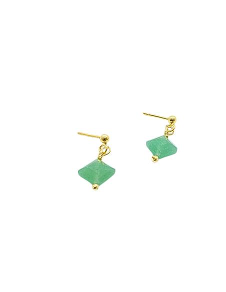 boucle d'oreille en argent plaqué or vermeil avec aventurine pierre fine naturelle collection lola justinjewels