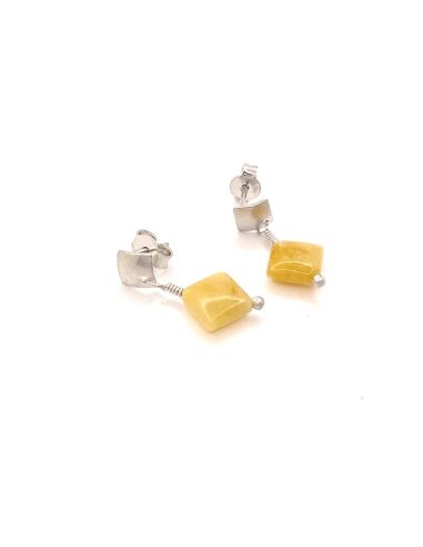 boucle d'oreille artisanale en argent antiallergique avec véritable jade orange collection lola de justinjewels
