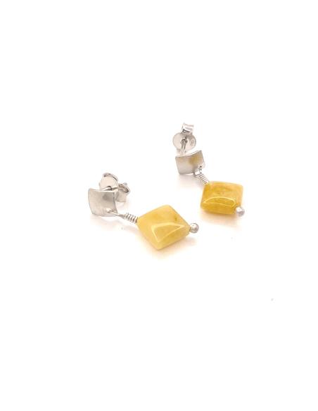 boucle d'oreille artisanale en argent antiallergique avec véritable jade orange collection lola de justinjewels