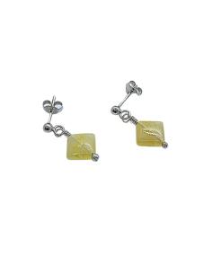 boucle d'oreille artisanale en argent antiallergique avec véritable jade orange collection lola de justinjewels 2