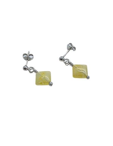 Boucle oreille boule argent rhodié LOLA jade...