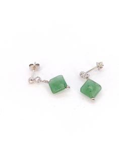 boucle d'oreille artisanale argent avec pierre fine naturelle verte aventurine collection lola de justinjewels