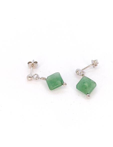 boucle d'oreille artisanale argent avec pierre fine naturelle verte aventurine collection lola de justinjewels