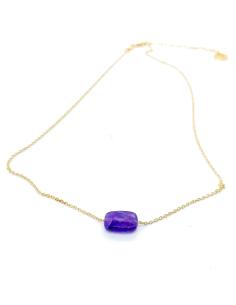 collier artisanal argent plaqué or vermeil avec pierre fine naturelle d'améthyste collection louane de justinjewels