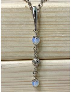 Collier argent artisanal finition rhodiée avec verre opalin réalisé dans notre bijouterie proche de jodoigne 2