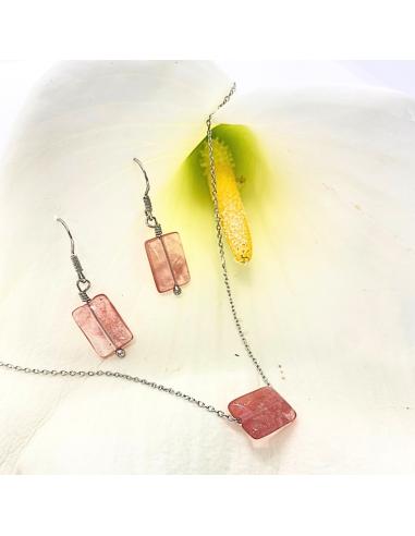 Collier artisanal femme argent rhodié quartz...