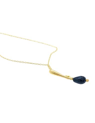 collier artisanal argent vermeil avec pierre naturelle d'onyx