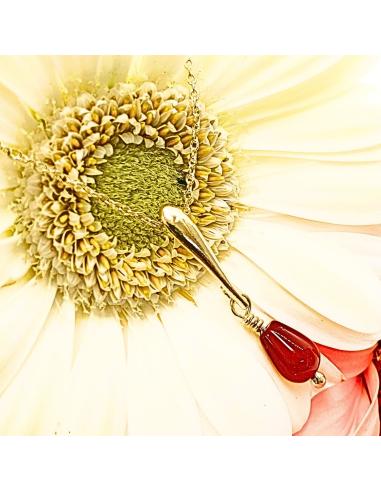 collier artisanal argent vermeil avec pierre naturelle de cornaline