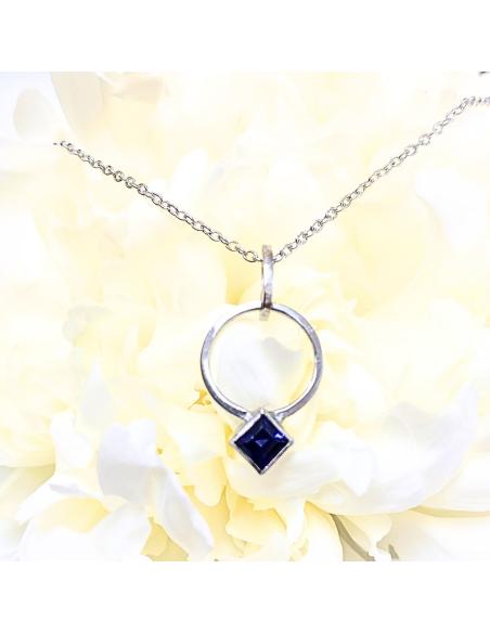 collier artisanal argent rhodié antiallergique avec iolite collection alice Justin jewels
