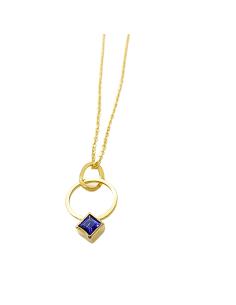 collier artisanal argent plaqué or vermeil avec pierre fine d'iolite collection alice de chez justin jewels