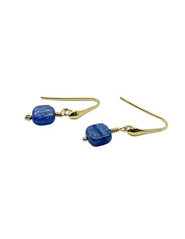 boucle d'oreille argent plaqué or vermeil avec cyanite pierre naturelle collection charly justin jewels