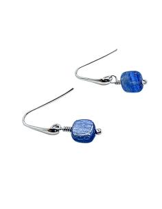 crochet d'oreille argent rhodié avec pierre fine cyanite collection charly justin jewels