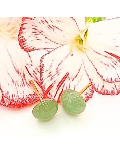 perceuse d'oreille en argent plaqué or vermeil avec pierre naturelle d'aventurine