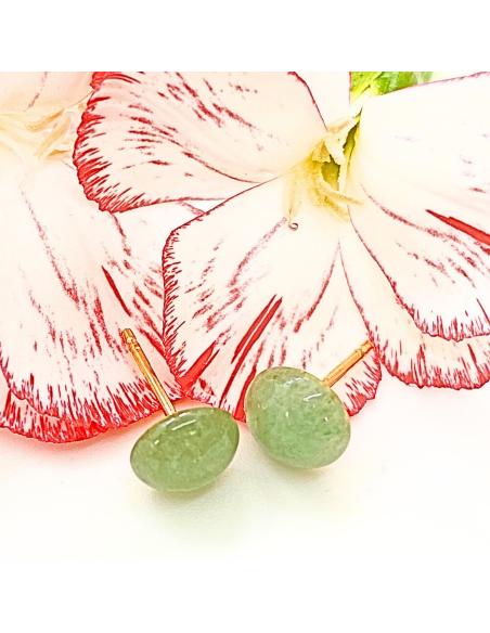 perceuse d'oreille en argent plaqué or vermeil avec pierre naturelle d'aventurine
