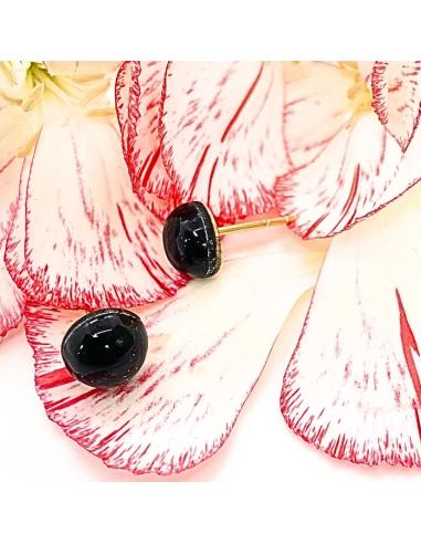 perceuse d'oreille en argent plaqué or vermeil avec cabochon d'agate noire