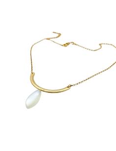 collier artisanal argent plaqué or vermeil avec véritable pierre de lune blanche