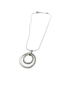 Collier artisanal argent rhodié antiallergique double anneau