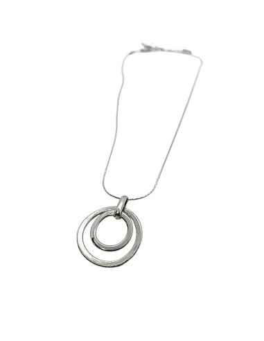 Collier artisanal argent rhodié antiallergique double anneau