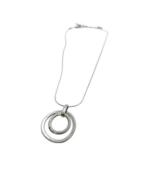 Collier artisanal argent rhodié antiallergique double anneau