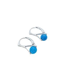 boucle d'oreille dormeuse en argent rhodié antiallergique et perle naturelle d'apatite