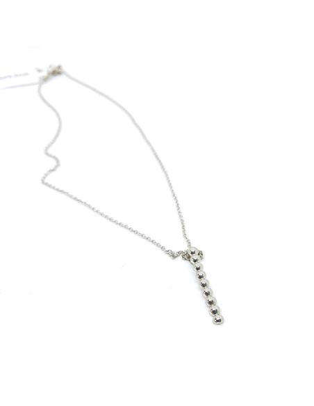 collier artisanal pour femme en argent rhodié pendentif avec demi perles.