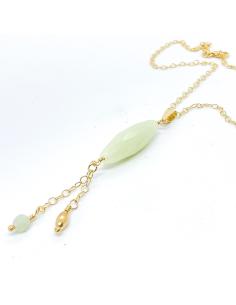 collier artisanal argent plaqué or vermeil avec pierre naturelle d'aventurine création Just'in jewels