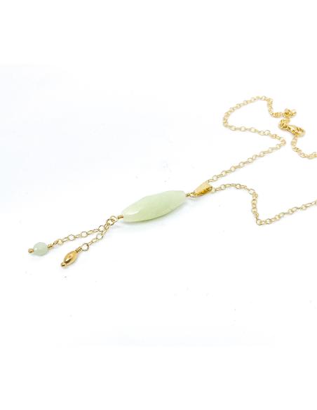 Collier artisanal fait main artisanal argent plaqué or vermeil avec véritable aventurine