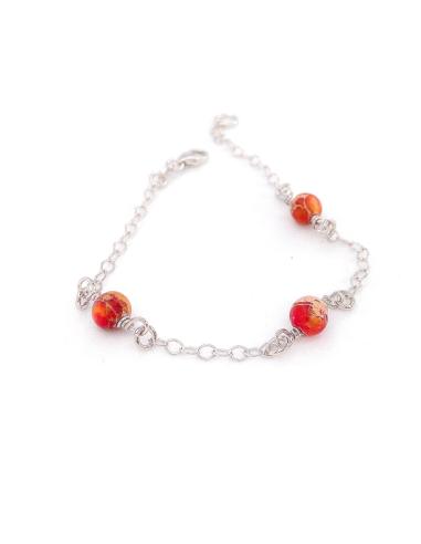 Bracelet artisanal argent rhodié antiallergique pour femme avec perles de jaspe création fait main just'in jewels